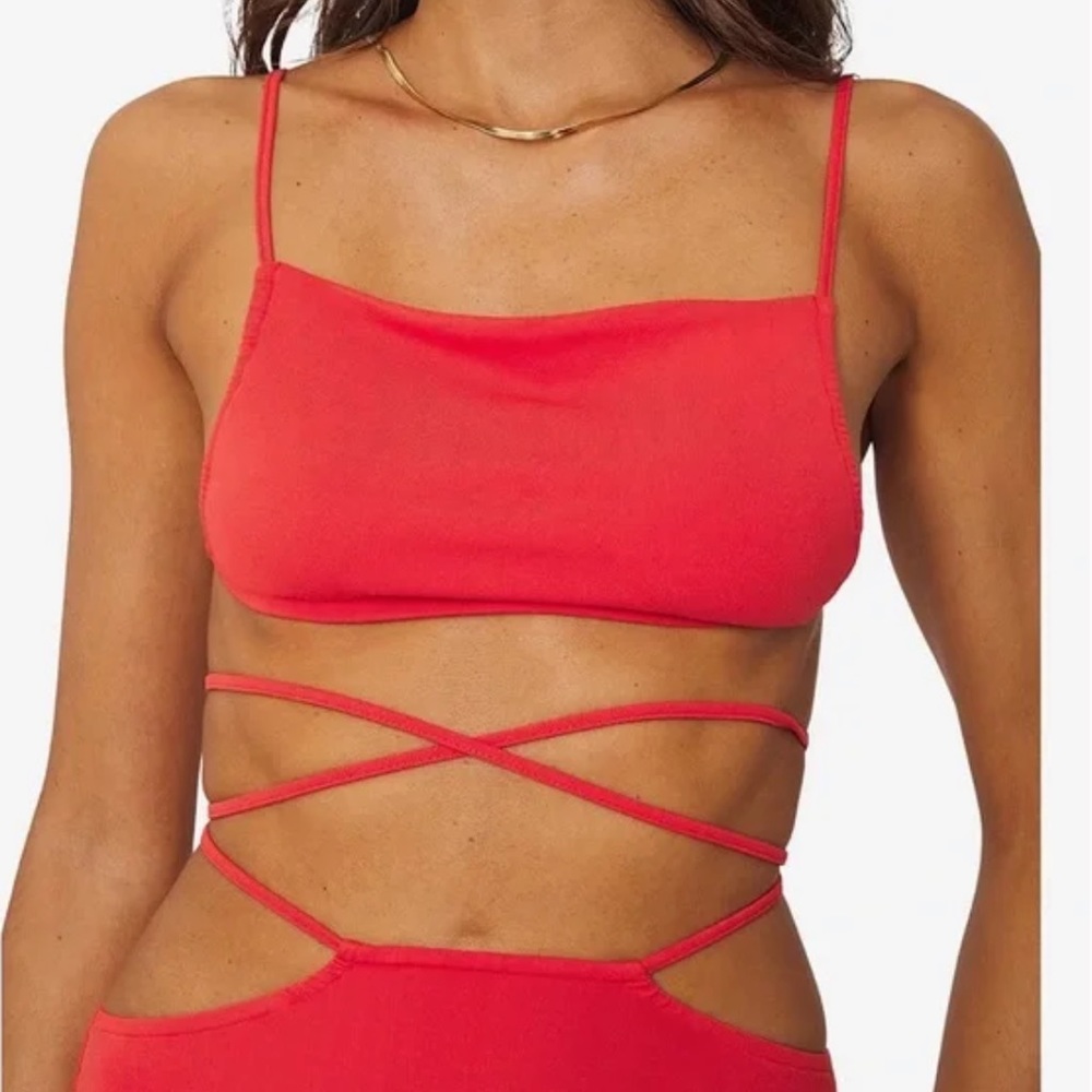 Jersey knit cherry red weworewhat top